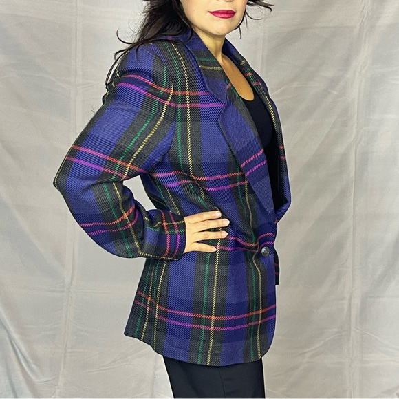 90s Vintage Liz Claiborne Plaid Blazer - Picture 1 of 5